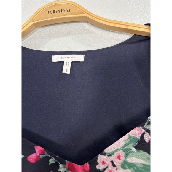 Maurices Top Womens S Black Sheer Floral Ruched Sweetheart Y2K Babydoll Romantic - Picture 2 of 8